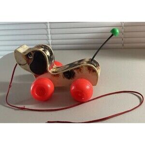 Vintage FISHER PRICE Little Snoopy Pull Toy 1965 # 2034 * Made In MEXICO plastic